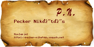 Pecker Nikétás névjegykártya